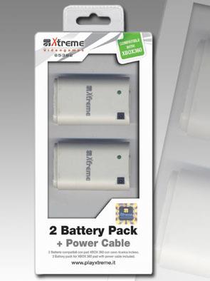 TECNO SHOP Battery Pack Xbox 360 2 batterie 800 mAh + cavo per controller Xtreme 